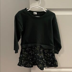 GAP Kids Casual Dress - Black with Floral Pattern